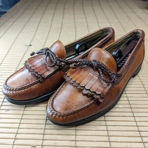 Allen Edmonds "Woodstock" Loafers Men's Size 9.5E - Brown Leather twin Kilt bra